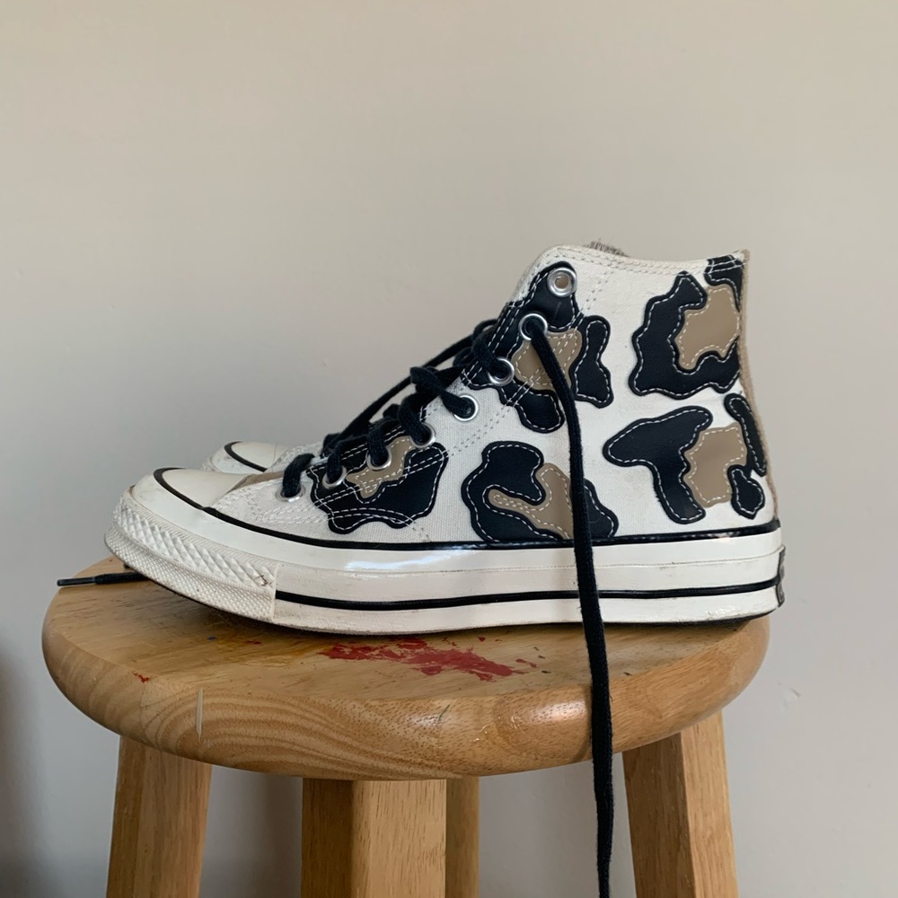 Converse leopard print patch high tops